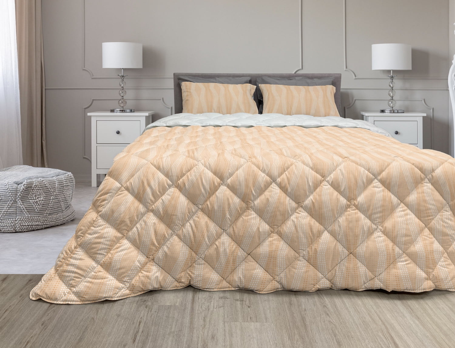 Abstract Comforter & Sham Bedding Set, Broken Line Shaped Vertical Dots ...