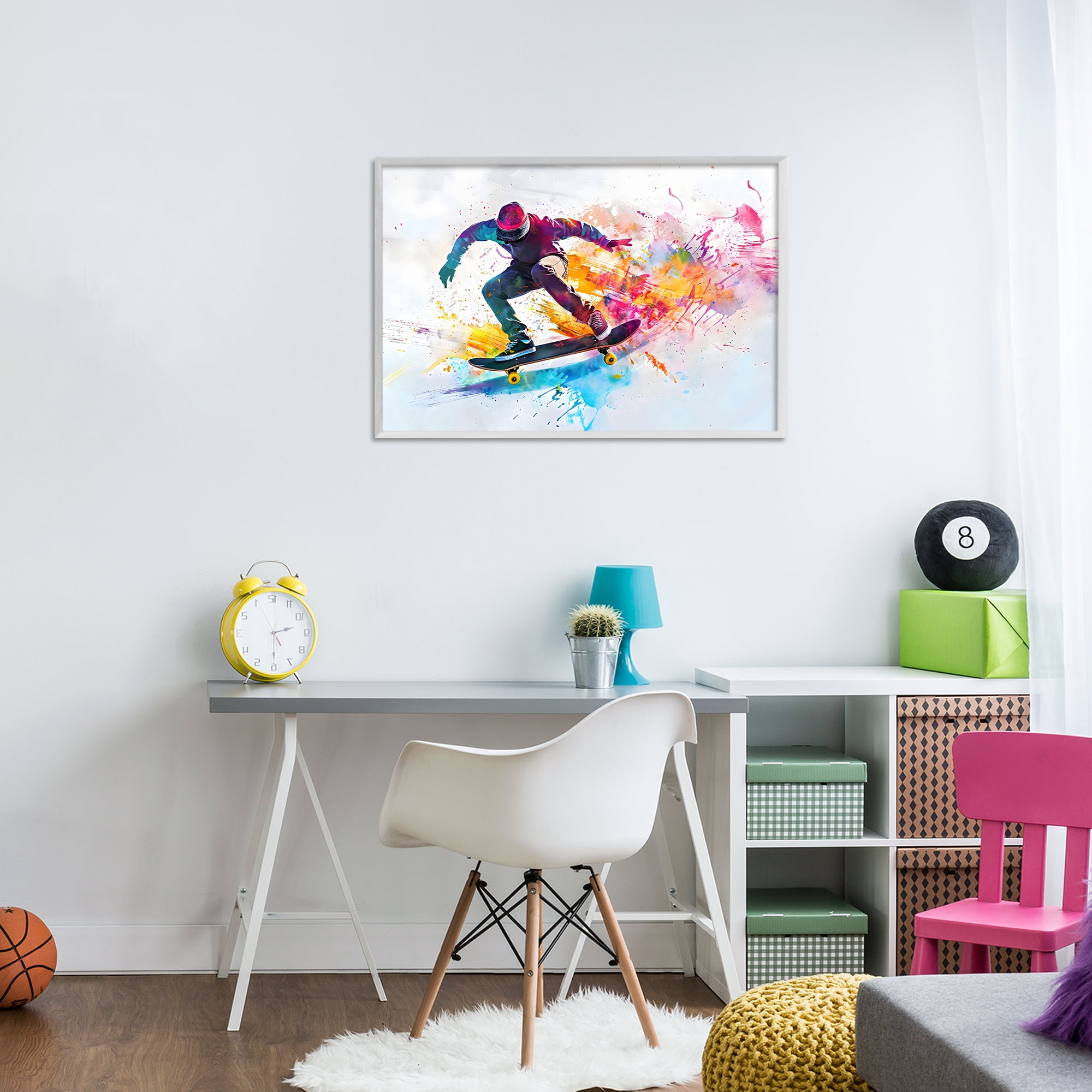 Stupell Industries Skateboarder in Motion White Framed Giclee Art, design by Creative Studio