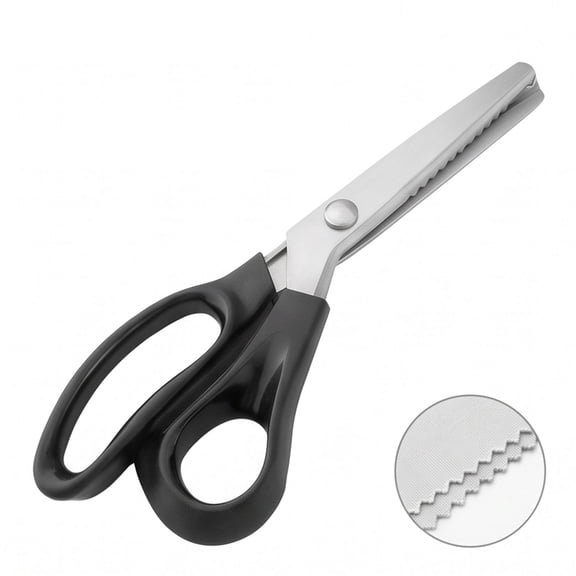 Sewing Pinking Shears for Fabric, Stainless Steel with Ergonomic Handle, Decorative Edge Craft Tool for Quilting Tailoring Paper Leather (9 in)