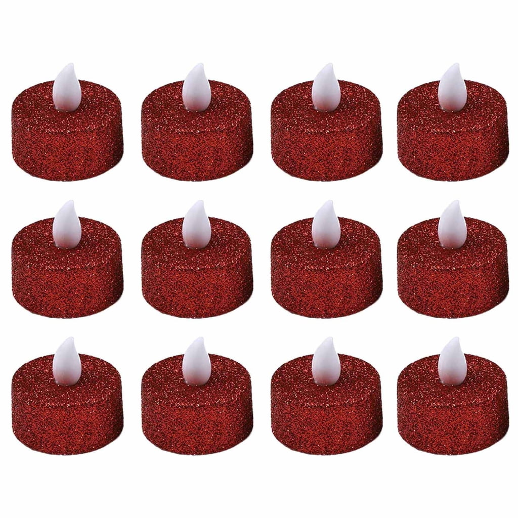 12pcs LED Tea Lights Battery Operated Tealight Glitter Flameless Candle ...