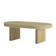 thumbnail image 6 of GZXS Farmhouse Coffee Table in Natural Wood Finish, Oval MDF Accent Center Tea Table, Easy Cleaning & Maintenance, 47.24"L x 23.62"W x 16.34"H, 6 of 9