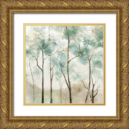 Pearce Allison 12x12 Gold Ornate Wood Framed with Double Matting Museum Art Print Titled - Sunny Green Forest