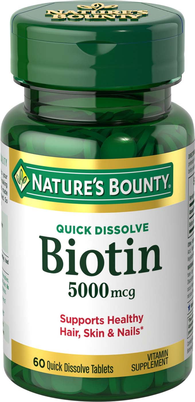 Nature's Bounty Biotin Quick Dissolve Tablets, 5000 mcg, 60 Ct