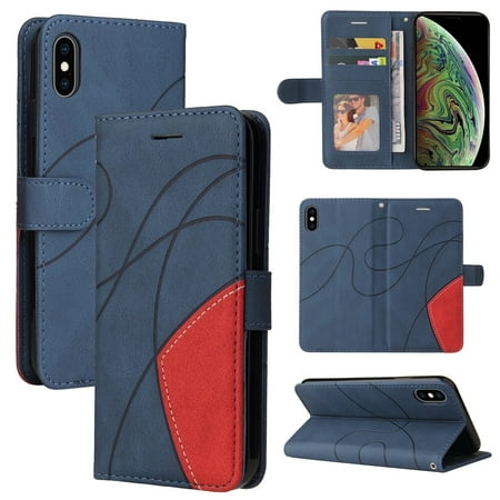Case for iPhone XS MAX Leather Wallet Book Flip Folio Stand View Cover - Blue