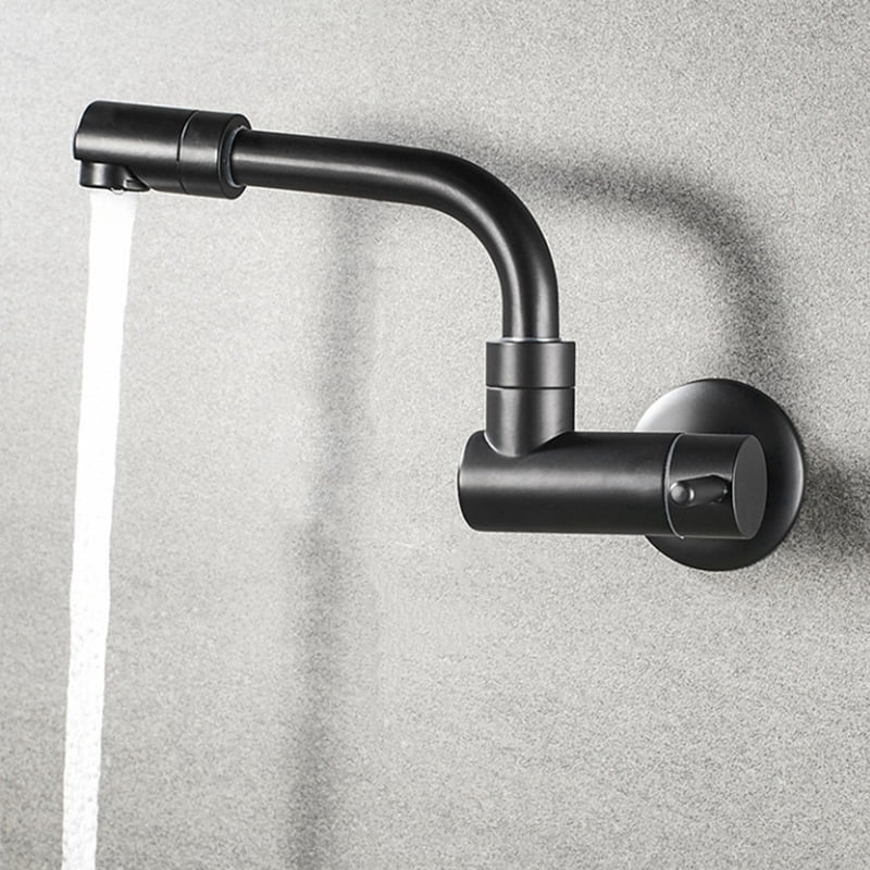 360 Degree Rotating Black Wall Mounted Single Cold Water Mixer Solid Brass Kitchen Si xc1211