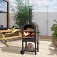 Danrelax Outdoor Pizza Oven with Waterproof Cover Portable Wood Fired Pizza Oven with Side