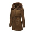 thumbnail image 3 of Women Coat Fashion Solid Color Casual Zipper Winter Hooded Stand Sports Long Sleeve Parkas Women's Winter Coats Jackets for Women Trendy Cute Clothes for Women XL, 3 of 6