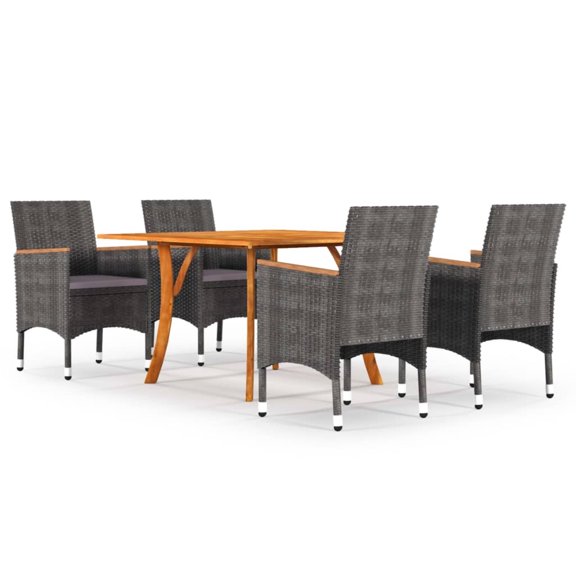 vidaXL Garden Dining Set 3 Piece Outdoor Patio Dinner Dinette Seat Black/Gray