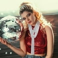 thumbnail image 4 of SEWCHICS Sequined Shawl Sequins Neck Tie Scarf Fashion Forward Silver 1Set Evening Events, 4 of 8