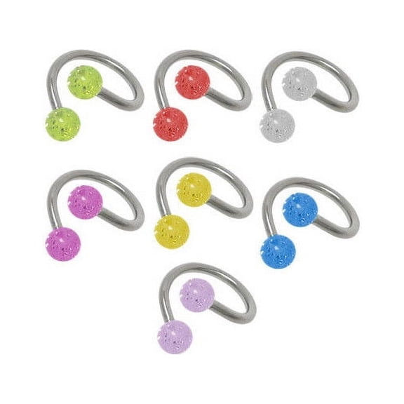 2 Acrylic Glitter Balls Twister Rings Labret Lip Jewelry