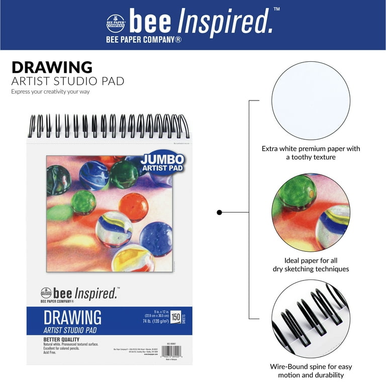 Bee Paper - Bee Inspired Jumbo Watercolor Artist Pad, 9 x 12 Sketchbook,  2 Pack 