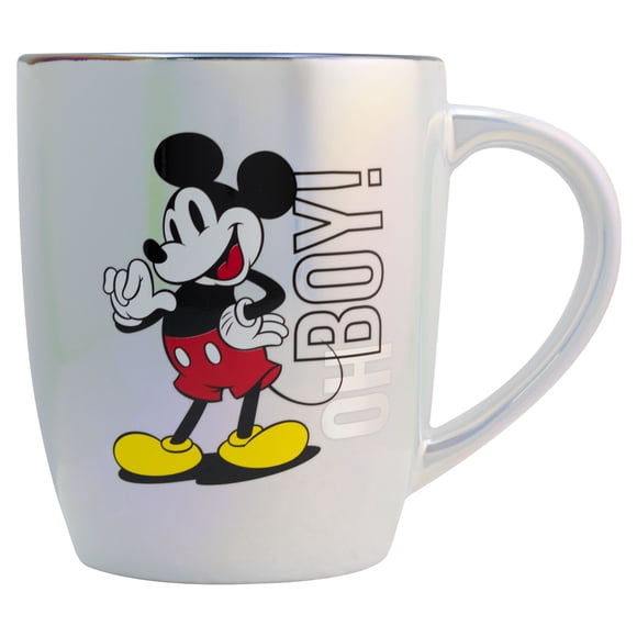 Taza Jumbo Iridiscente Bitono, Personajes Clásicos, Modelo Mickey Mouse 1928, Disney, Capacidad 750 ml, Blanco
