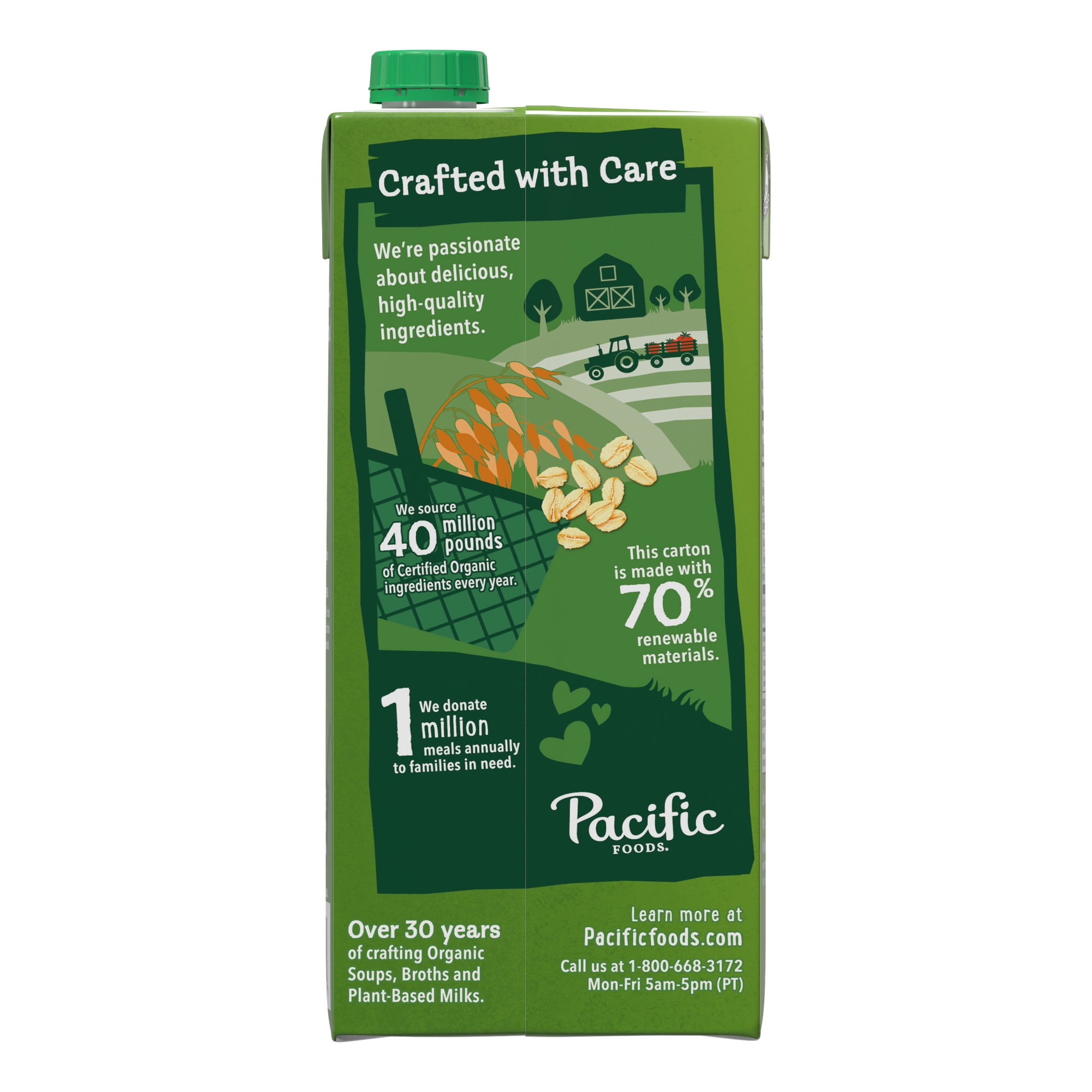 (2 pack) Pacific Foods Original Organic Oat Milk, Plant Based Milk, 32 oz Carton