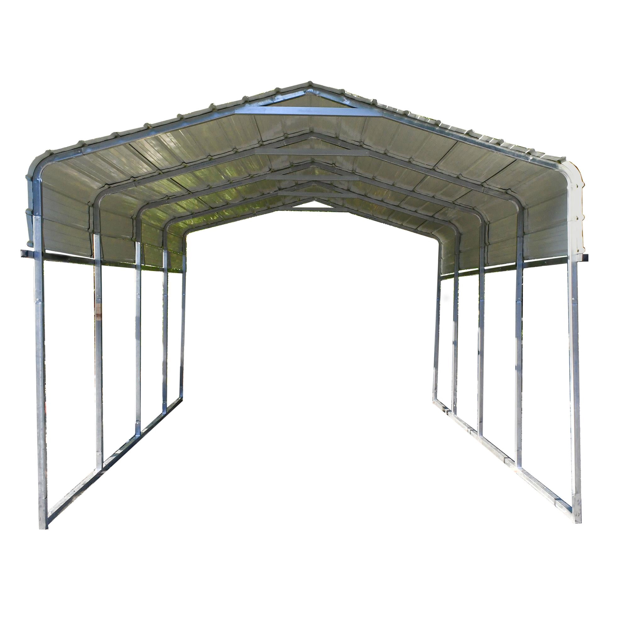 ALEKO Galvanized Steel Carport Canopy Shelter 12W x 30L x 10H ft Grey Color
