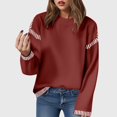 thumbnail image 2 of Kogui Pulls pour Femmes Graphiques Pulls Chauve-Souris Oversize pour Femmes Tenues Automne 2025 Tendance Col Rond Tricoté Fente Latérale Mode Chandail Tops (Rouge, P), 2 of 4