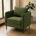 thumbnail image 2 of IVV Velvet Upholstered Accent Chair with Pillow, Living Room Single Sofa Chair with Metal Legs, for Living Room, Bedroom, Reading Room (Green), 2 of 10