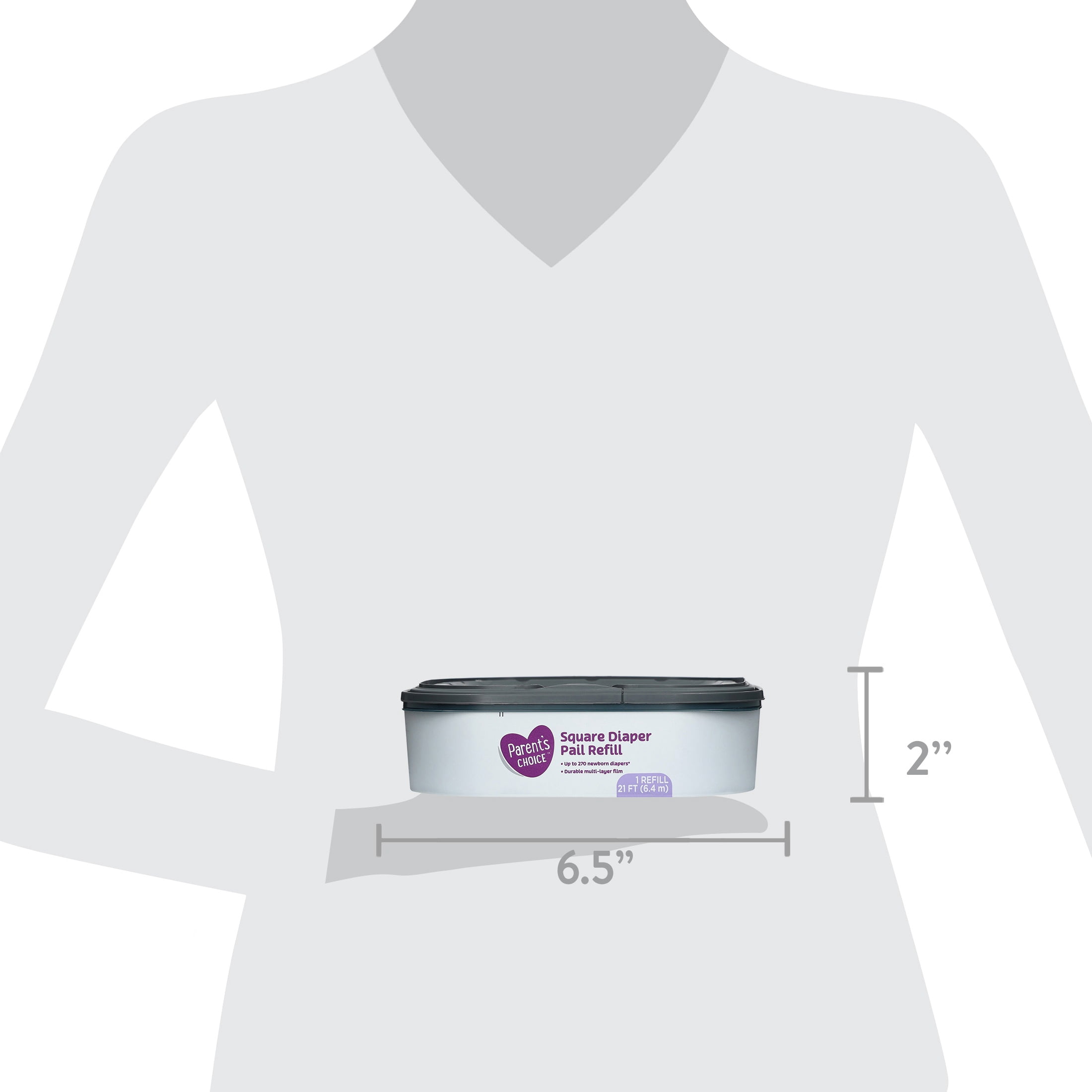 Parent's Choice Square Diaper Pail Refill, Holds up to 270 Newborn Diapers