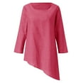 thumbnail image 6 of WTXUE T-Shirts Long Sleeve, Wide Neck Shirts for Women Plus Size Linen Baggy Blouse Shirt Ladies Summer Tunic Tops Cotton Solid, Linen Shirts Casual Tops for Women Pink S, 6 of 8