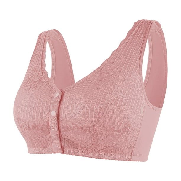Aayomet Bras for Women No Underwire Strap No Steel Ring Comfortable Sexy  Front Open Cup Bra (Pink, 36/80BC)