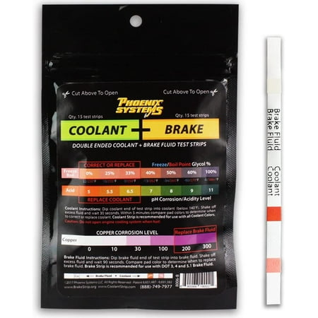 8006-B Double-Ended Brake Fluid + Coolant Test Strips (15 foil wrapped test strips), 1 Pack