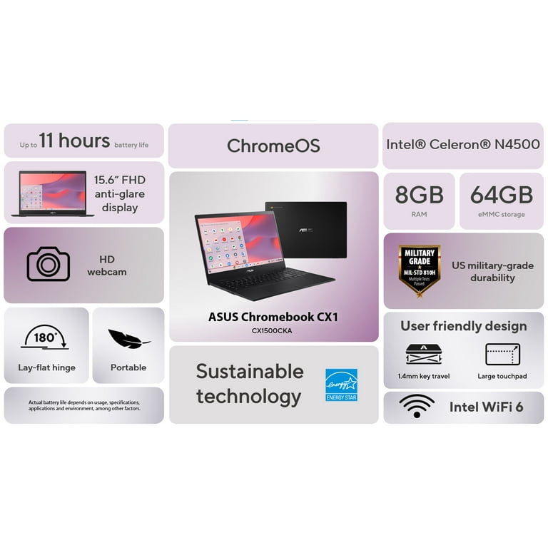 ASUS Thin Laptop Chromebook 15.6” FHD, Intel Celeron N4500 ASUS Thin Laptop Chromebook 15.6” FHD, Intel Celeron N4500
