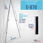 U.S. Art Supply 63 High Steel Easy Folding Display Easel, Instantly Collapses, Adjustable Display Holders, Portable
