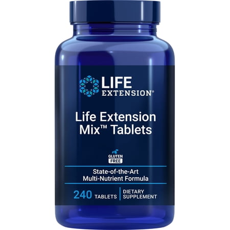 Life Extension Mix Tablets high-potency advanced vitamin mineral fruit and vegetable formula vitamin C B D E magnesium for whole-body health healthy aging gluten-free 240 tablets