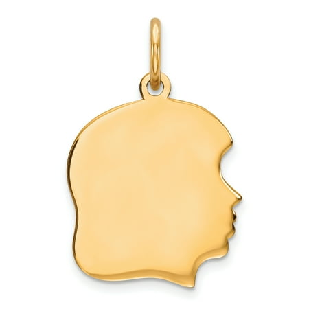 925 Sterling Silver Gp Engraveable Girl Disc Pendant Charm Necklace Engravable Right Facing Boy Head