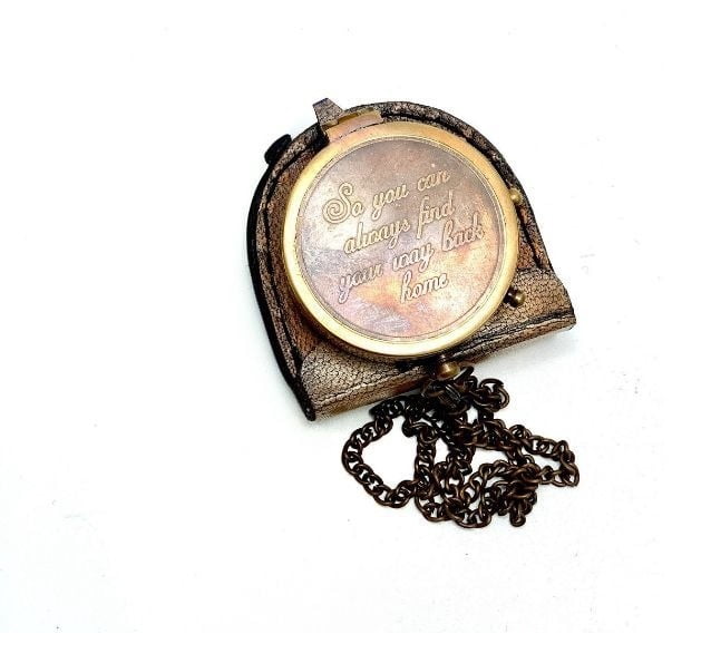 Personalised Engraved Pocket Compass Brass Nautical Compass, Handmade Compass