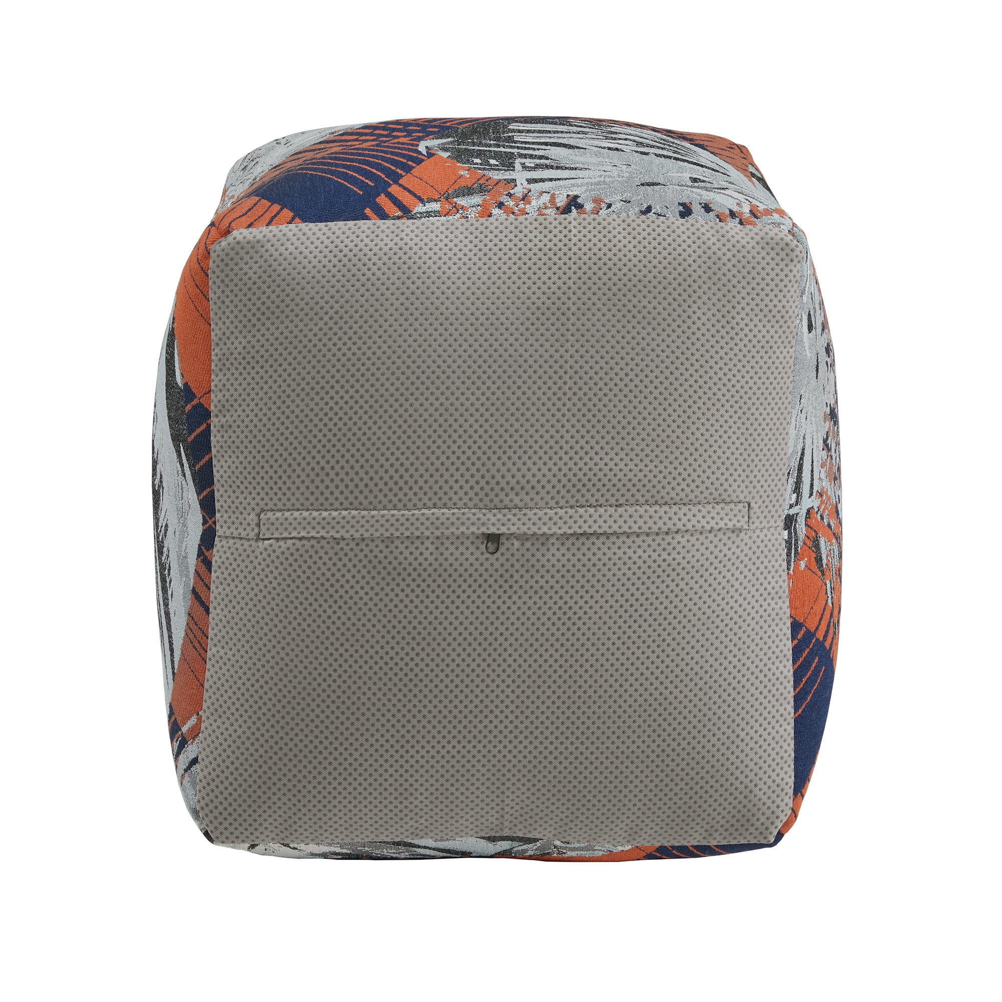 Weston Home Dinant Upholstered Square Pouf Ottoman, Multicolored Abstract Pattern Fabric