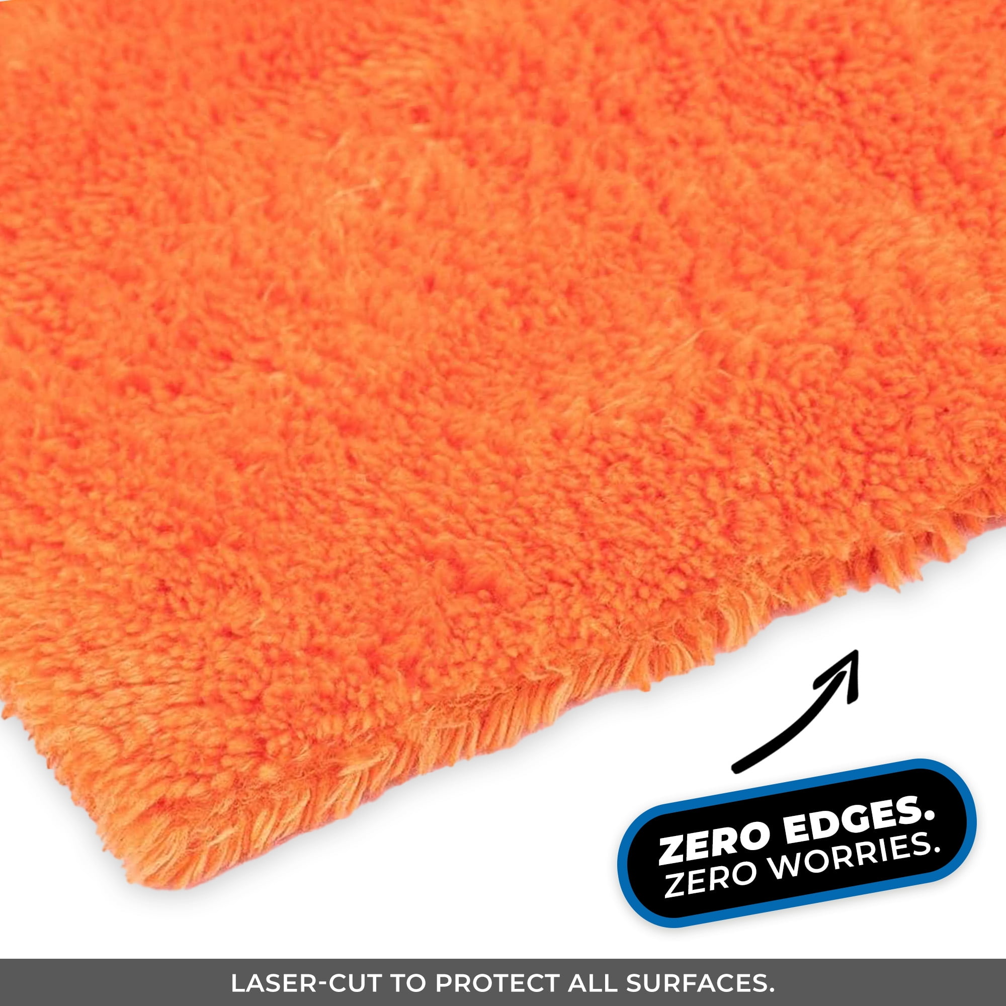 The Rag Company - Eagle Edgeless 500 - Microfiber Towels For Cars - 500gsm, 16in x 16in, Orange (4 Pack)