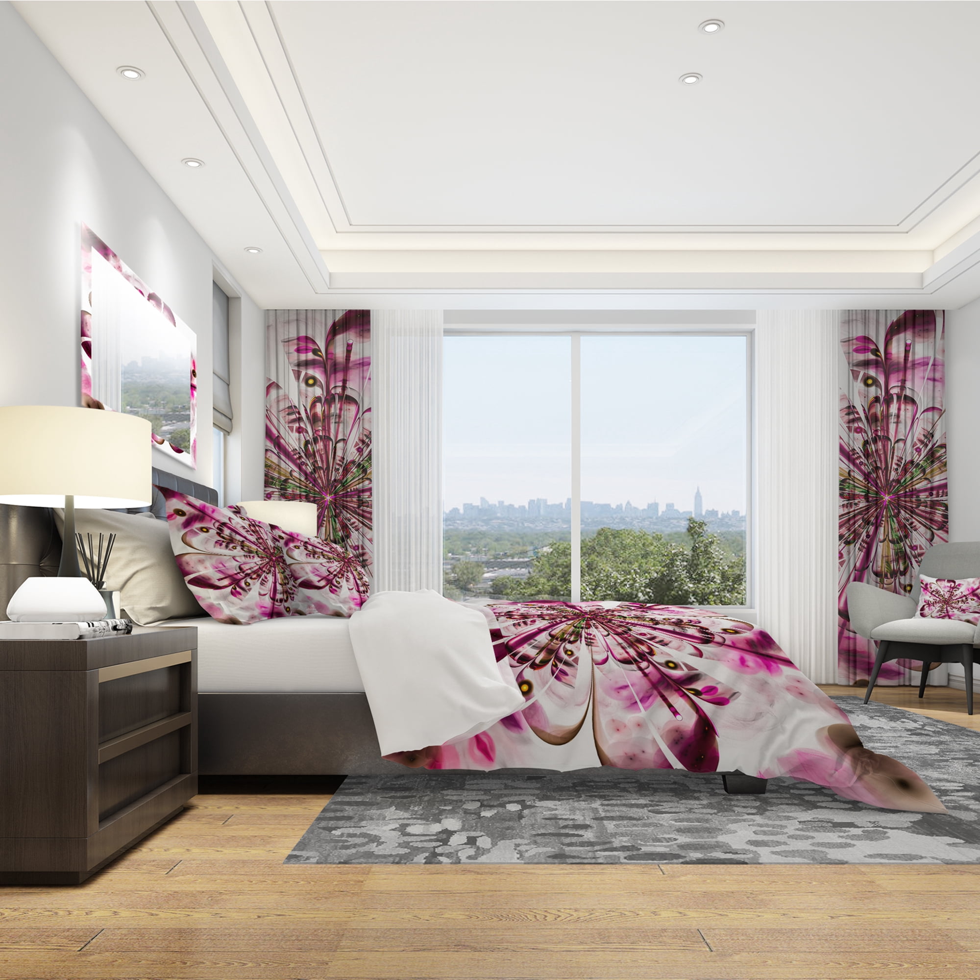 Designart 'Perfect Digital Flower Art in Dark Pink' Modern & Contemporary Duvet Cover Set