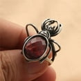 thumbnail image 5 of PAMTIER Men's Stainless Steel Retro Personality Punk Hollow Cute Vivid Animal Spider Biker Ring with Oval Red Gemstone Princess Cut Hip Hop Size 9, 5 of 6