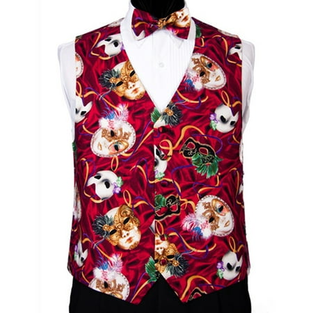 Mardi Gras Phantom Masks Tuxedo Vest with Matching Bow Tie