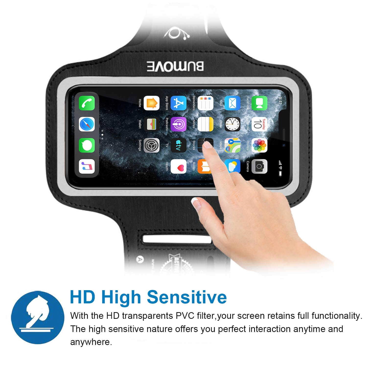 BUMOVE Running Armband for Samsung Galaxy M54 A34 for iPhone 15 14 13 12 11Pro Max XS Max Sports Workouts Phone Arm Band with Card Holder Black Walmart