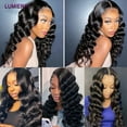 thumbnail image 6 of Lumiere Brazilian Loose Deep Lace Front Human Hair Wigs 13×4 Lace Front Wig Cap 180% Natural Black 16", 6 of 7