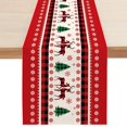 Christmas Table Runner Home Decor Snowflake Plaid Print Linen Stain
