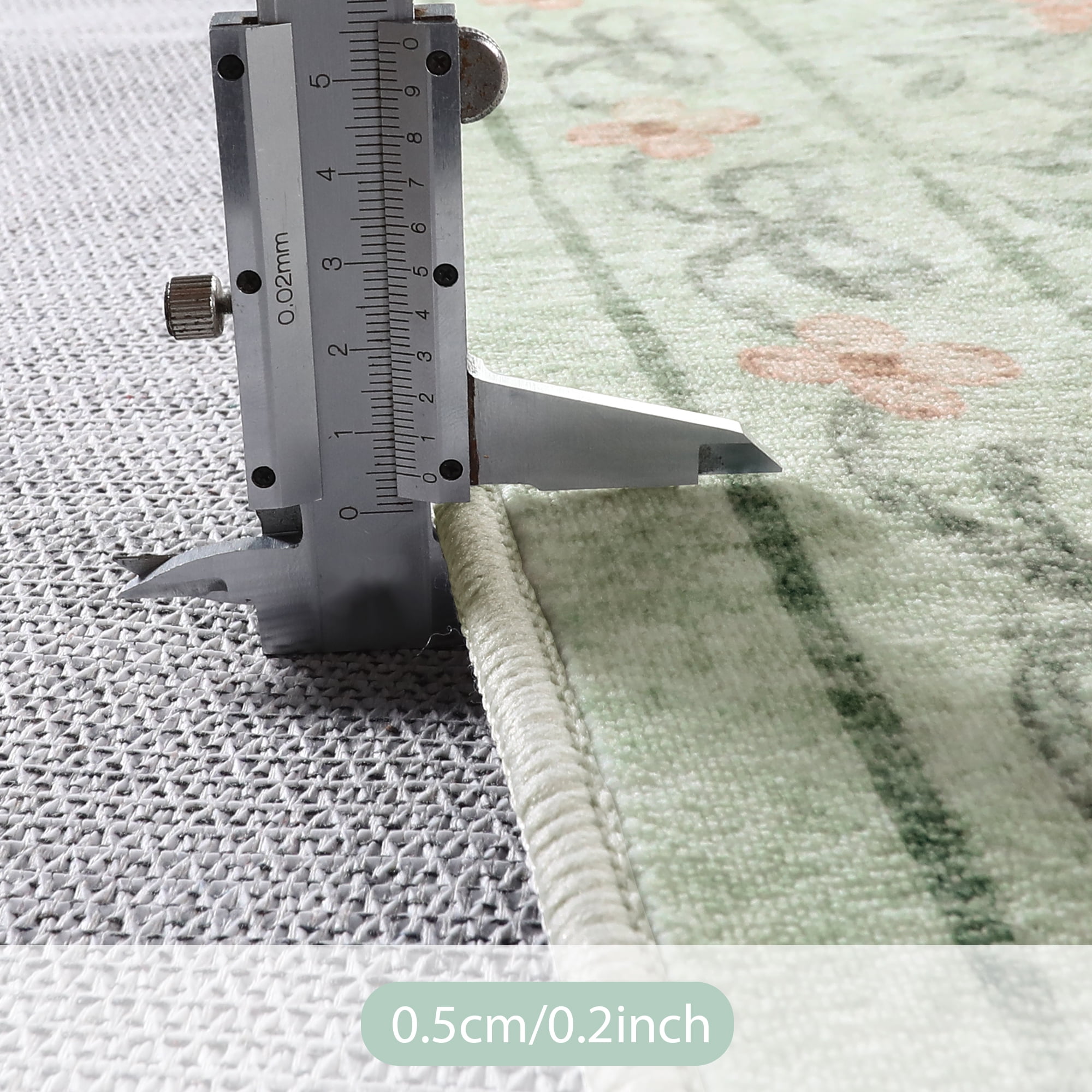 Lahome Washable 8'x10' Area Rug, Sage Green Floral Bow Print Rugs for Living Room, Ultra-Thin Non-Shedding Soft Boho Carpet for Bedroom Dining Room Playroom Dorm, Large Mat, Light Green