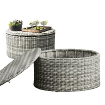 Pemberly Row Contemporary Outdoor Coffee Table with Storage Gray