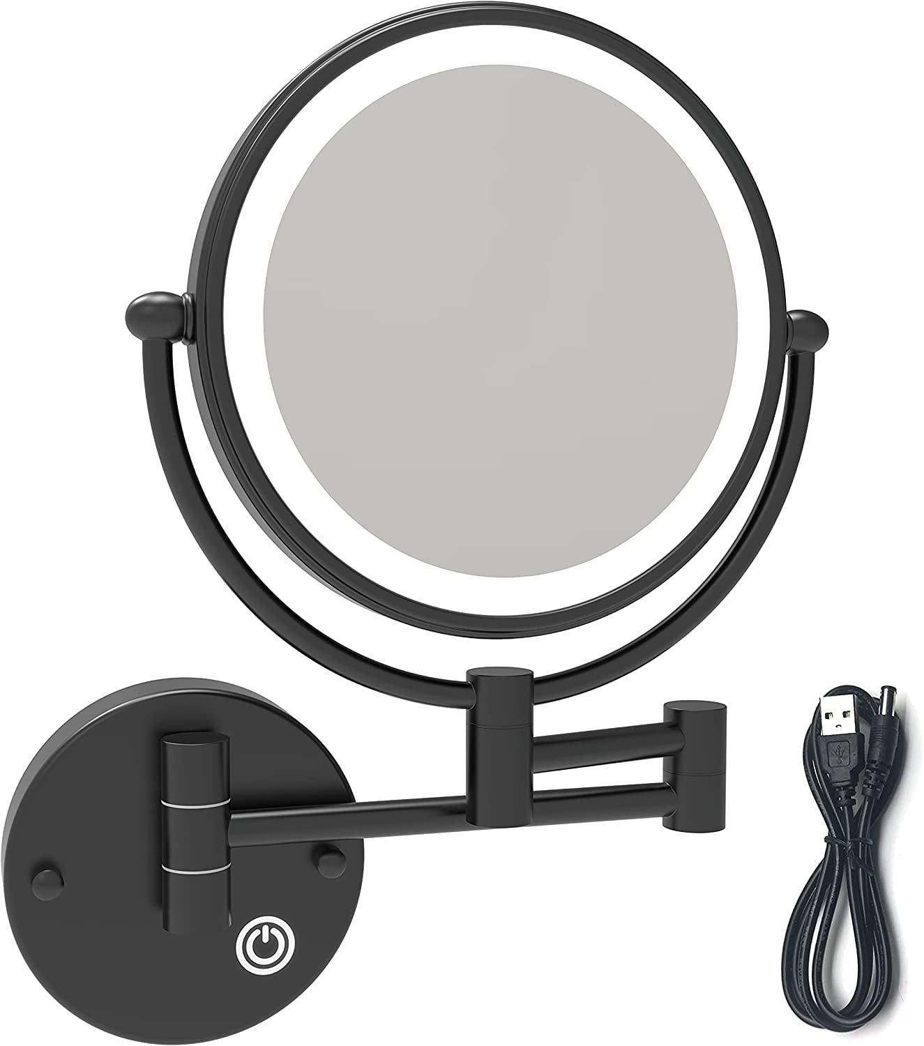 Fixsen 8'' LED Rechargeable Wall Mount Touch Control Makeup Mirror Two