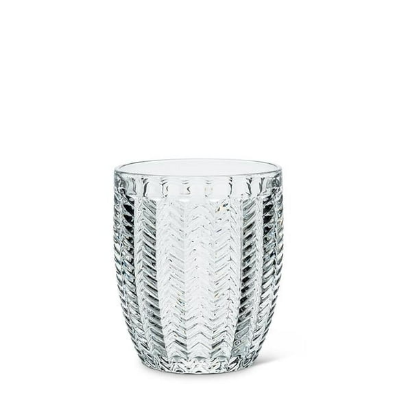Abbott Collection AB-27-HERRINGBONE-OF 4 in. Herringbone Glass Tumbler, Clear