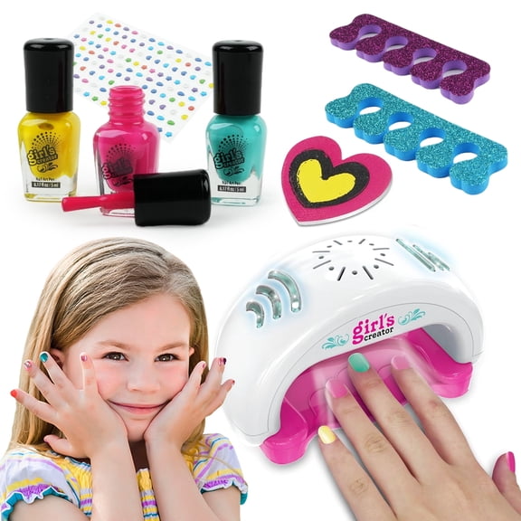JBeeCtrl Kids Nail Polish Set for Girls Toys Ages 6-12 Non-Toxic Quick Dry Nail Art Salon Kit with Nail Dryer Christmas Birthday Toys Gifts for 6 7 8 9 10 11 12 Year Old Kids Girls