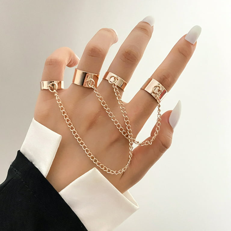 Punk Style Chain Rings Link Multiple Fingers Women Party Fashion Jewelry  Gift