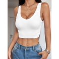 thumbnail image 6 of Women'S Sleeveless Crop Tops Ribbed Square Neck Cropped Tank Top White S, 6 of 8