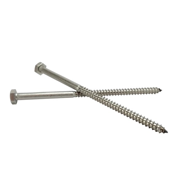 Tornillo de tracción hexagonal de 1/4 x 5"" de acero inoxidable (longitudes de 1"" a 5"" disponibles en el listado) Acero inoxidable 18-8, 50 piezas (1/4 x 5"")