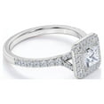 thumbnail image 4 of JeenMata Anillo de Compromiso de Moissanita de Corte Princesa de 1 Quilate - Anillo de Racimo - Anillo de Halo Doble - Anillo de Caña Dividida - Oro Blanco de 18 K sobre Plata, 4 of 5