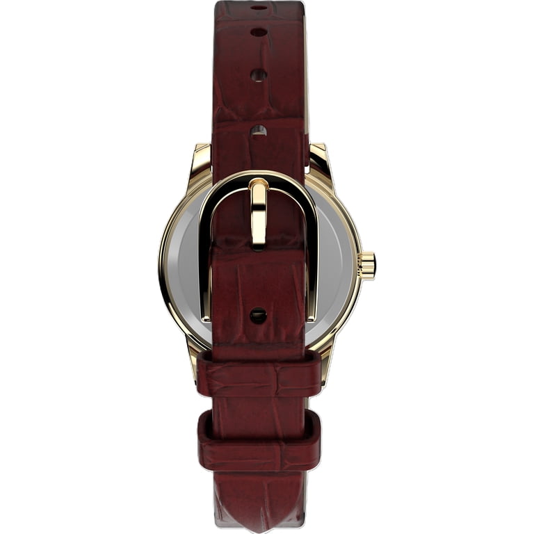 Timex Essex Ave Gold-Tone Watch with Mother-of-Pearl Dial and Burgundy Strap Timex Women main image 2