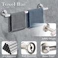 thumbnail image 3 of Juego de 7 juegos de baño plateados montados en la pared, gancho para bata, soporte para papel higiénico montado en la pared, aro para toallas, barra para toallas de 16 pulgadas, accesorios de baño, toallero, juego de baño de acero inoxidable 304 JM, 3 of 5
