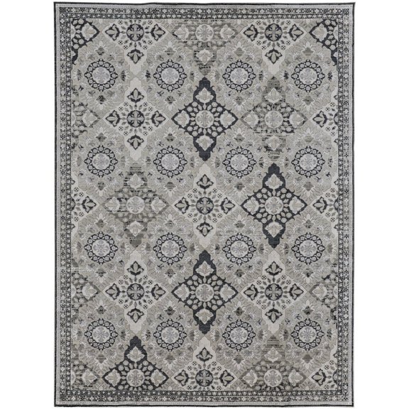 8' X 10' Gray And Black Abstract Power Loom Area Rug