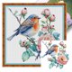 thumbnail image 1 of (18CTAFF-151 20x20 color) hilo algodón ecológico bordado 18CT 2 hebras impresión 20*20cm kit serie punto cruz flores y pájaros, 1 of 9